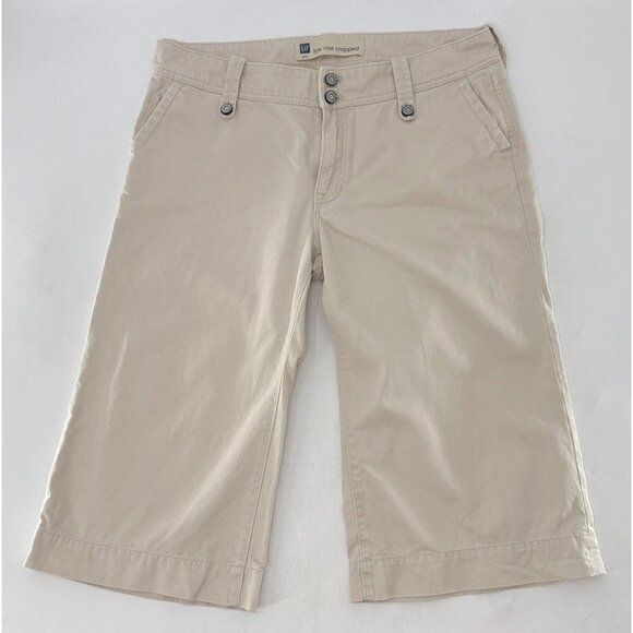 Vtg GAP Women’s Ivory Beige Low Rise Wide Leg Cropped Pants Size 10 Y2K Preppy - Picture 1 of 9